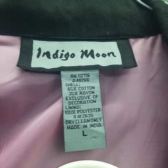 Indigo Moon Black Embroidered Jacket  Pink Floral Top Set womens L - Picture 3 of 7